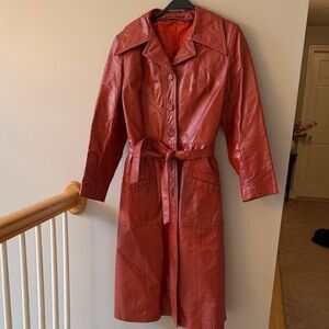 Women's Vintage Rusty Red Leather Coat